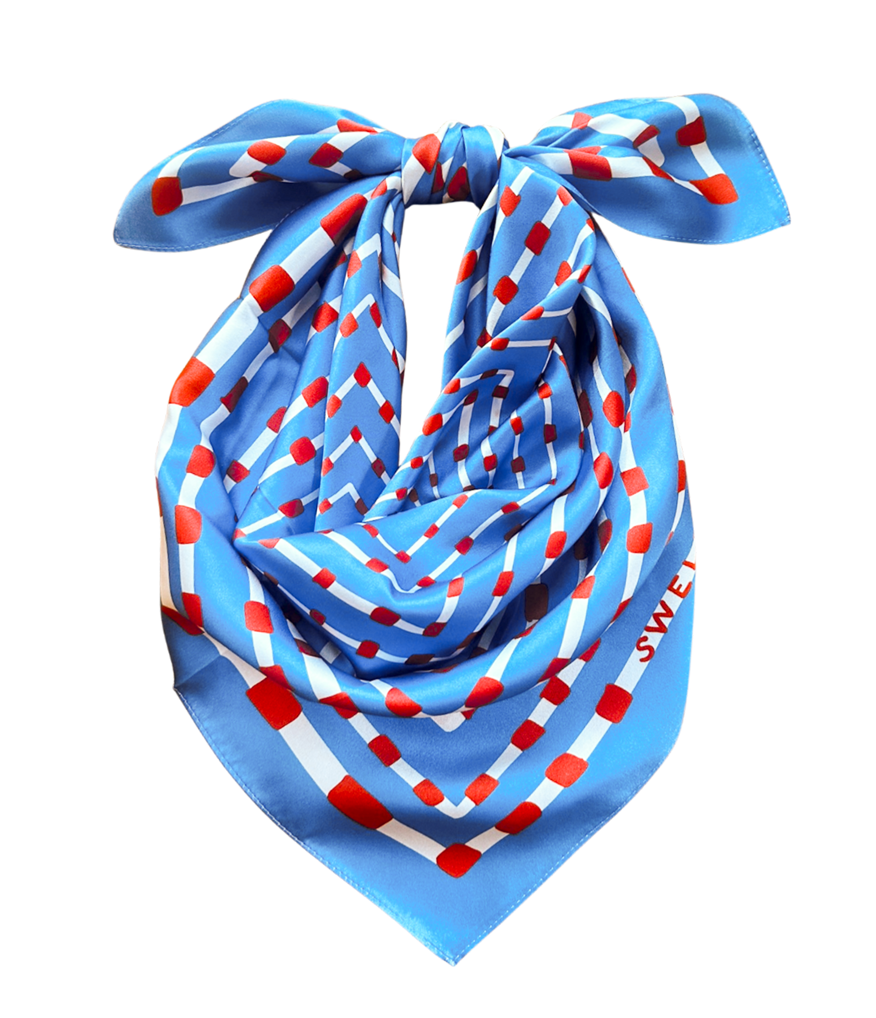Powder Blue + Red Scarf