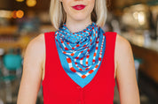 Powder Blue + Red Scarf